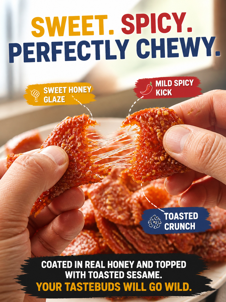 【200 pieces/pack】 Wild Alaskan Pollock Jerky - Honey Spicy Sesame | High Protein - No Preservatives 🎣🌶️