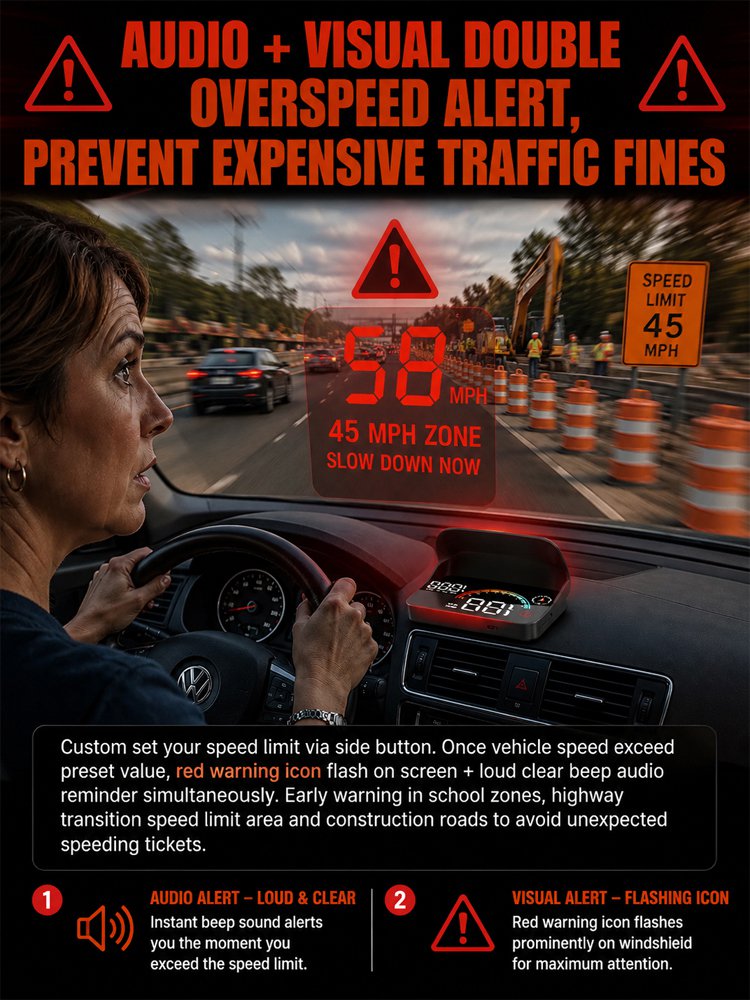 Smart AI HUD Display 🚗 | Fighter Jet Tech |Safe Night Vision👁️ | BUILT-IN HIGH PRECISION GPS COMPASS🧭