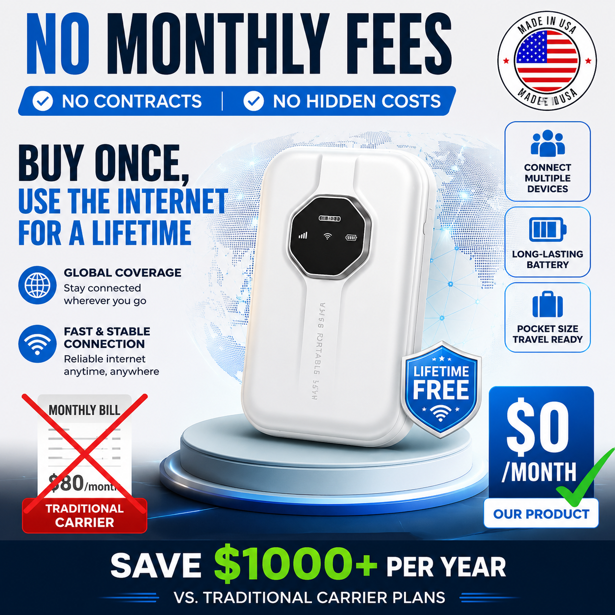 【NO DIRECT DEBITS】Portable AI Satellite Wi-Fi ✨✨ 100% Subscription-Free ✨✨