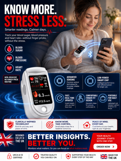 Medisana Pulse Oximeter - 💉 No injection required, blood sugar and blood pressure can be measured in 3-5 seconds!