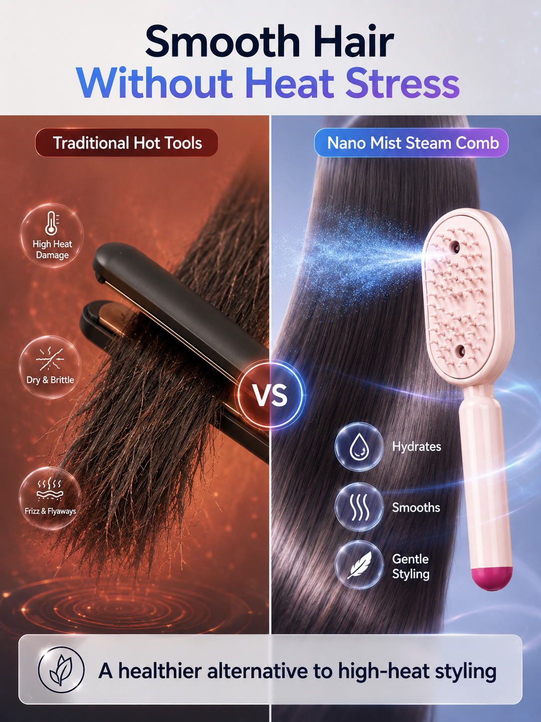 Multifunctional Steam Comb✨ Easily comb your hair while nourishing each strand, helping you look your best!