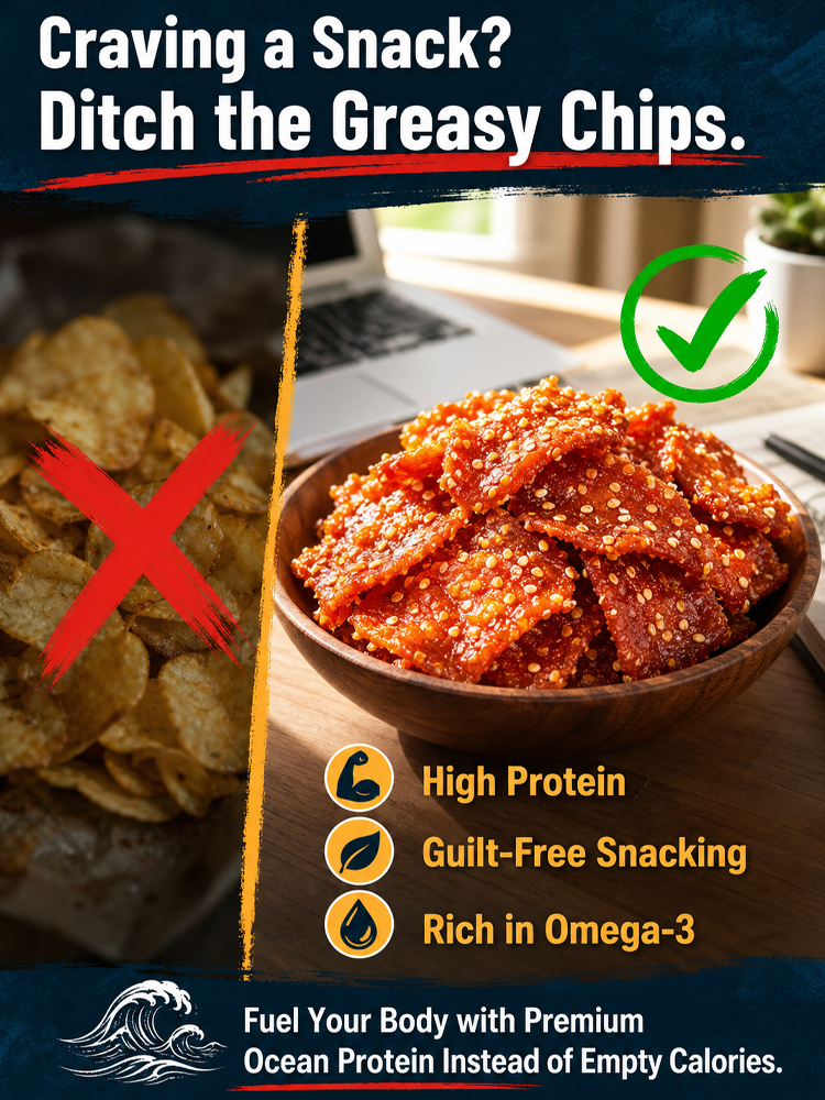 【200 pieces/pack】 Wild Alaskan Pollock Jerky - Honey Spicy Sesame | High Protein - No Preservatives 🎣🌶️