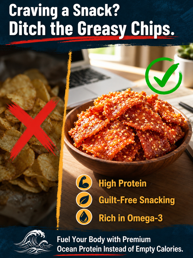 【200 pieces/pack】 Wild Alaskan Pollock Jerky - Honey Spicy Sesame | High Protein - No Preservatives 🎣🌶️