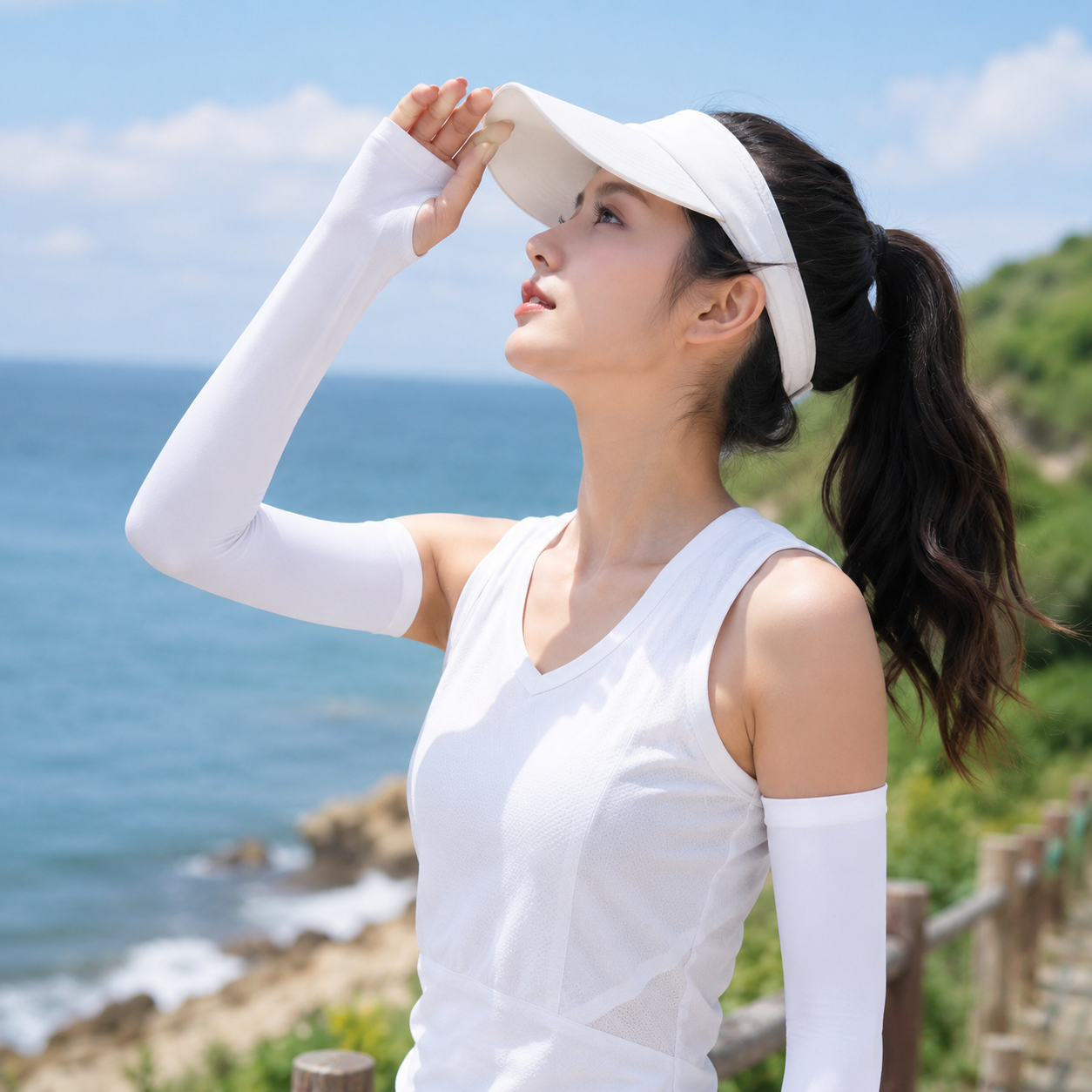 Bonas Sonnenschutz-Armstulpen aus Eisseide für Sommer, Radfahren und Outdoor-Aktivitäten, lange Ausführung, UV-Schutz, lange Ausführung