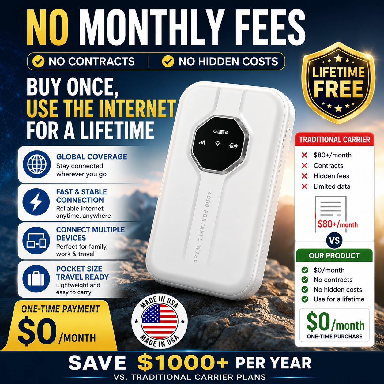 【NO DIRECT DEBITS】Portable AI Satellite Wi-Fi ✨✨✨ 100% Subscription-Free ✨✨✨