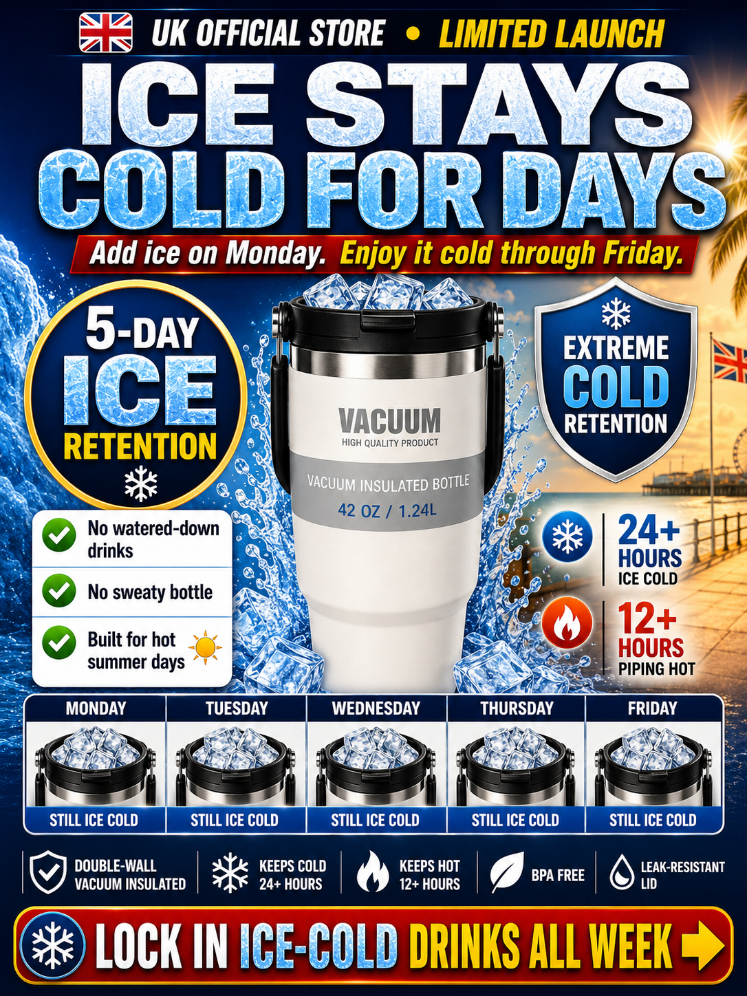 German Medical-Grade Water Bottle🧊Ice from Monday stays frozen until Friday?! ✨