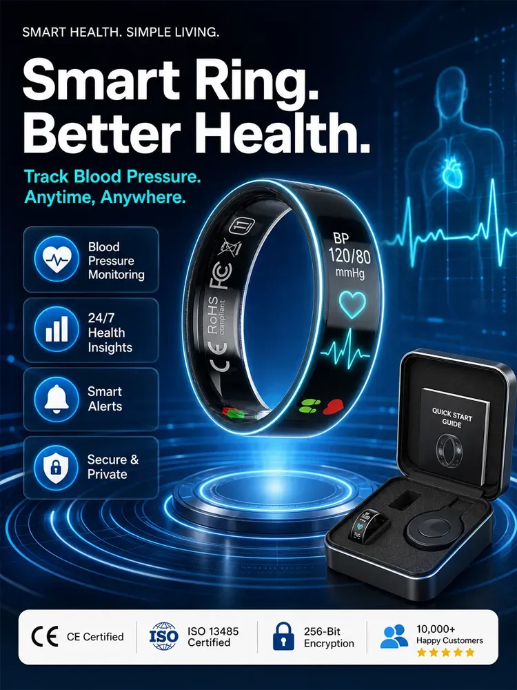 🚀 YOUR ENTIRE DAY OF HEALTH DATA — WRAPPED AROUND ONE FINGER! 💍⚡ The 24/7 Smart Health Ring That Tracks Your Body Day & Night — No Bulky Watch, No Complicated Routine, Just Continuous Insights While You Live and Sleep.