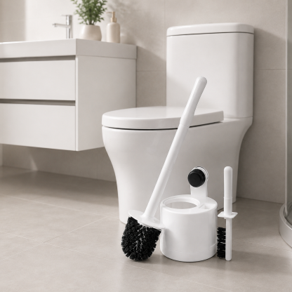 WC-Bürstenset mit Saugnapf zur Wandmontage, eine Packung enthält zwei Bürsten für den Haushaltsgebrauch, Reinigung auch an schwer zugänglichen Stellen und in Ritzen.