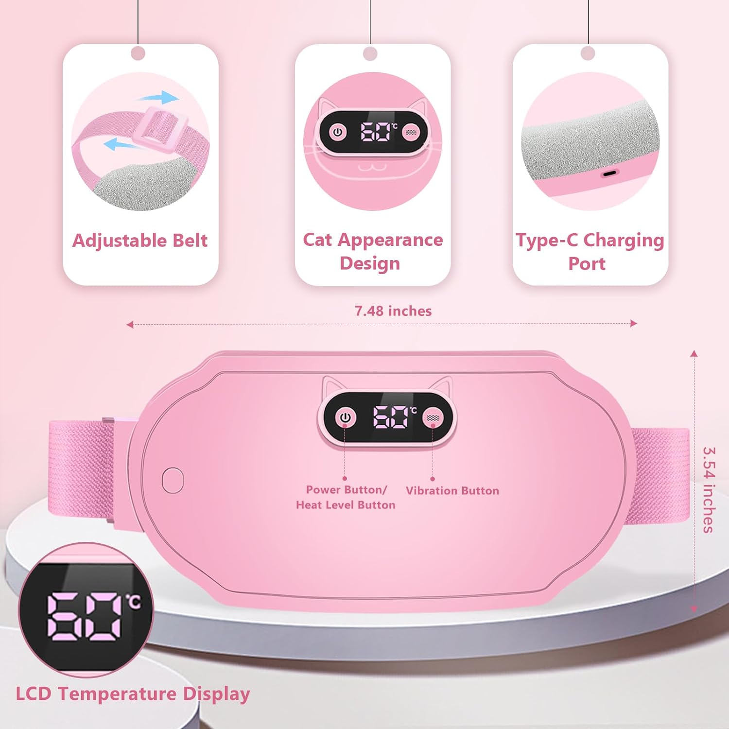 Heating Pads Period Cramps,6 Heat Levels and 6 Massage Modes