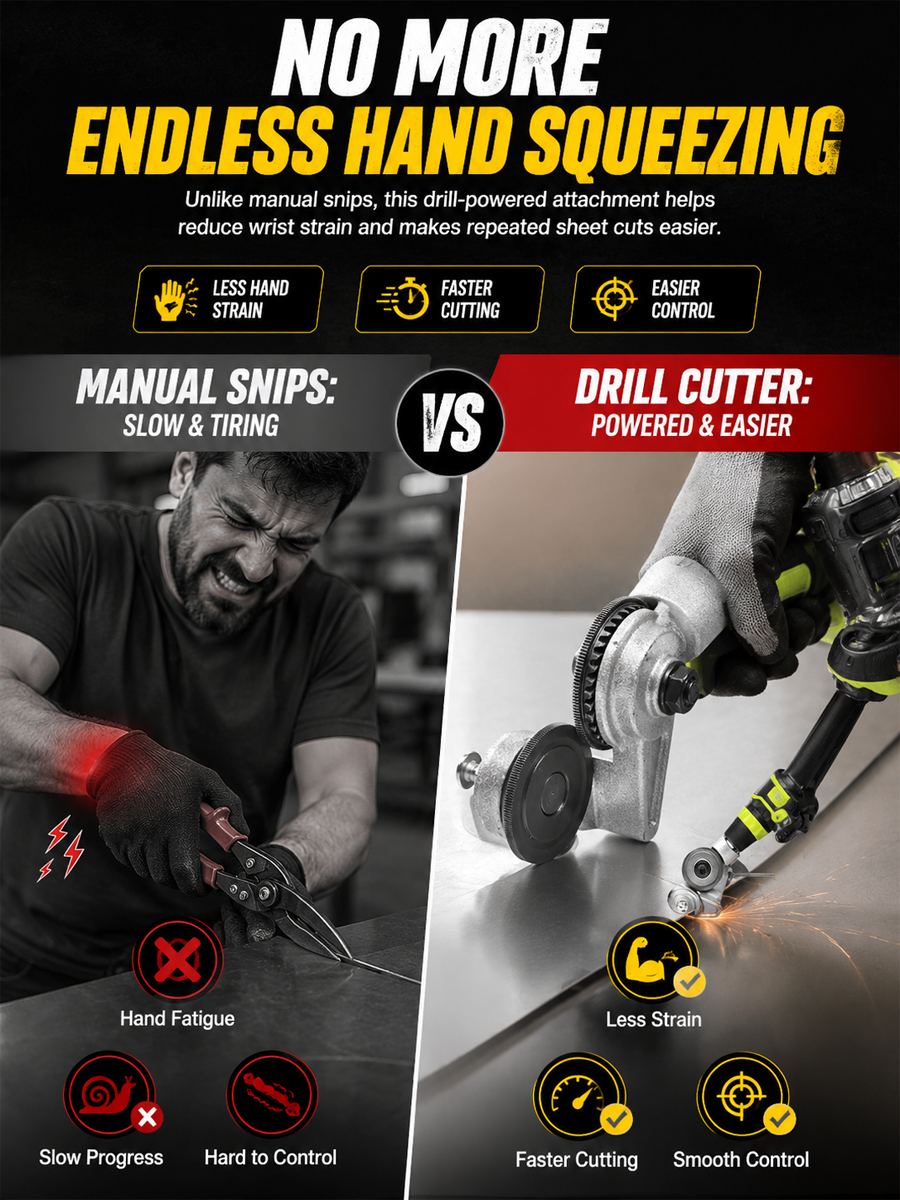 Drill-Powered Sheet Metal Cutter Attachment – Cut Faster, Cleaner & Easier