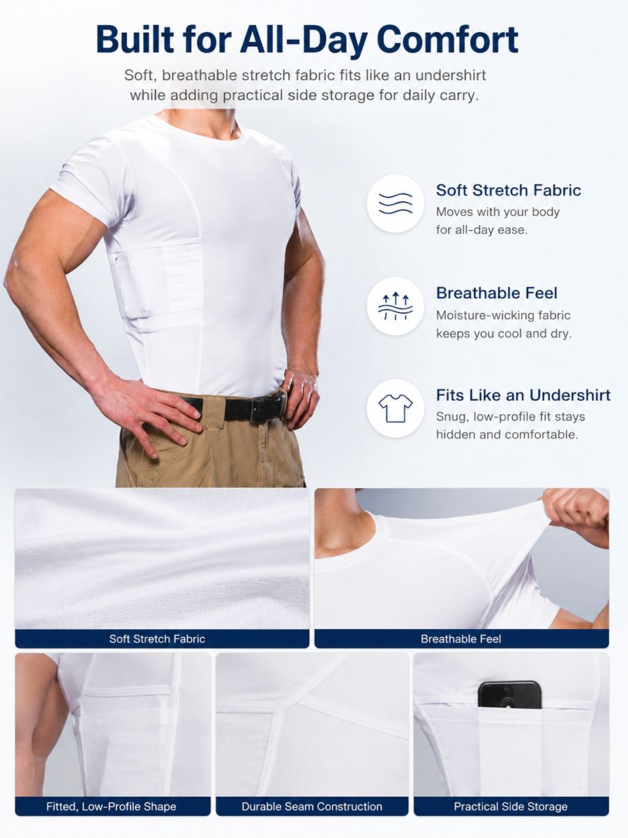 Concealed Carry Holster Shirt – Comfortable, Discreet & Built for Everyday Wear