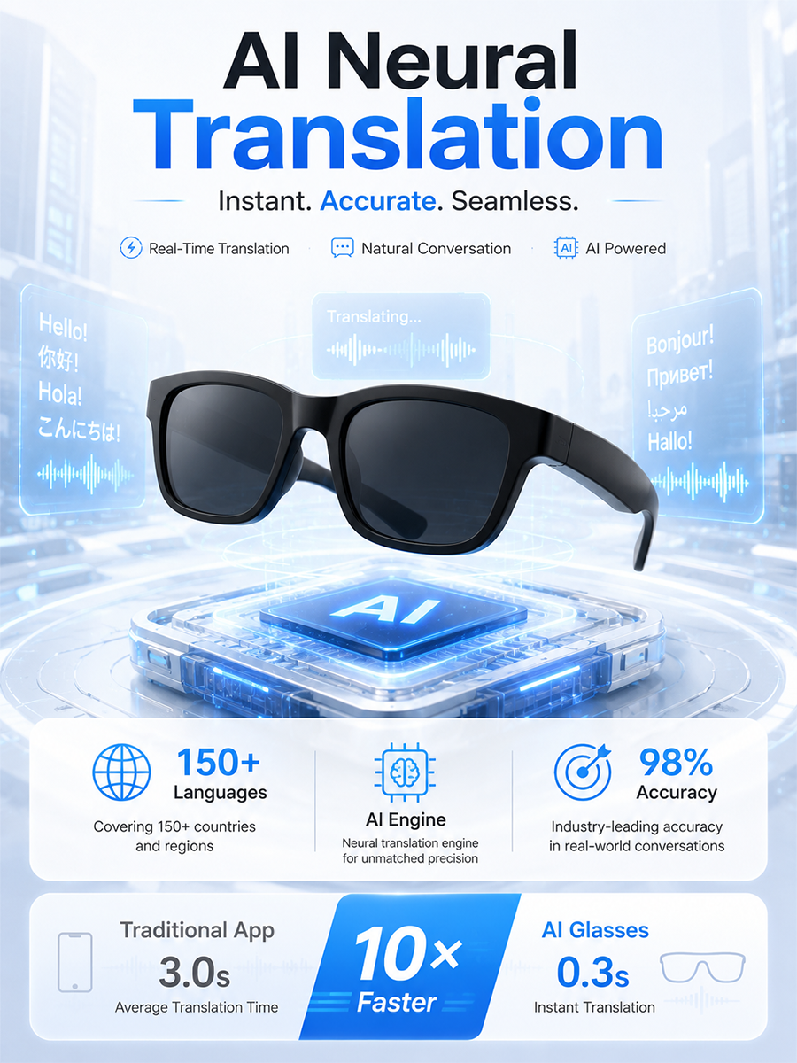 AI Smart Translation Glasses — See More. Hear More. Connect Without Limits.