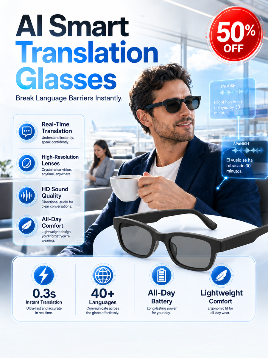 AI Smart Translation Glasses — See More. Hear More. Connect Without Limits.