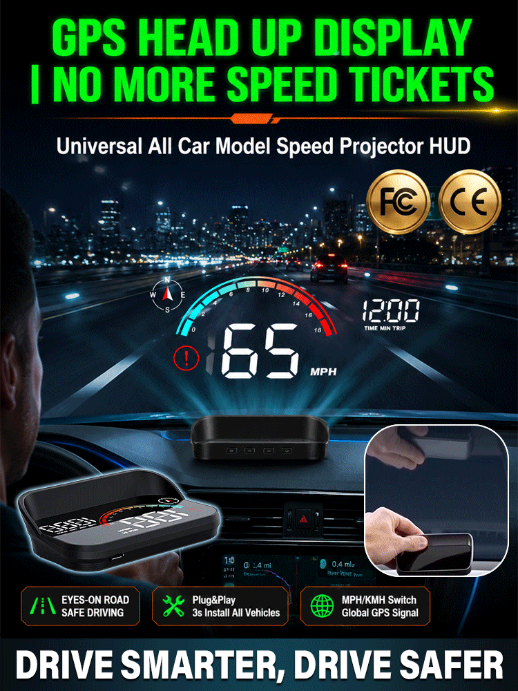 Smart AI HUD Display 🚗 | Fighter Jet Tech |Safe Night Vision👁️ | BUILT-IN HIGH PRECISION GPS COMPASS🧭