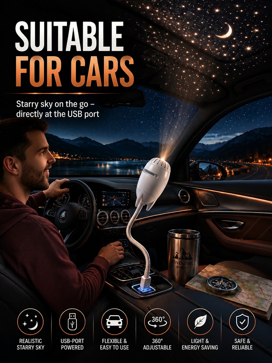 Creative Galaxy Projector⭐In just one second, you can transform your bedroom or car into a 360° dreamlike  Galaxy world🪐