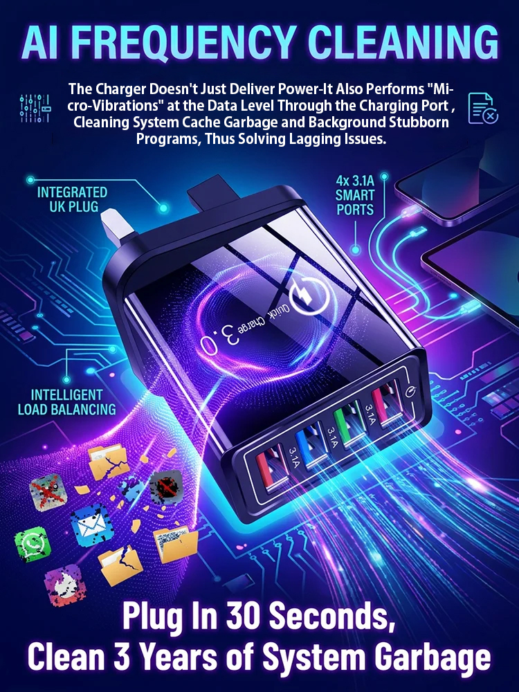 【Improve Your Phone's Battery Life】⚡Four-in-1 Travel Charger🚀 Make your 4-year-old smartphone charge faster than a new one