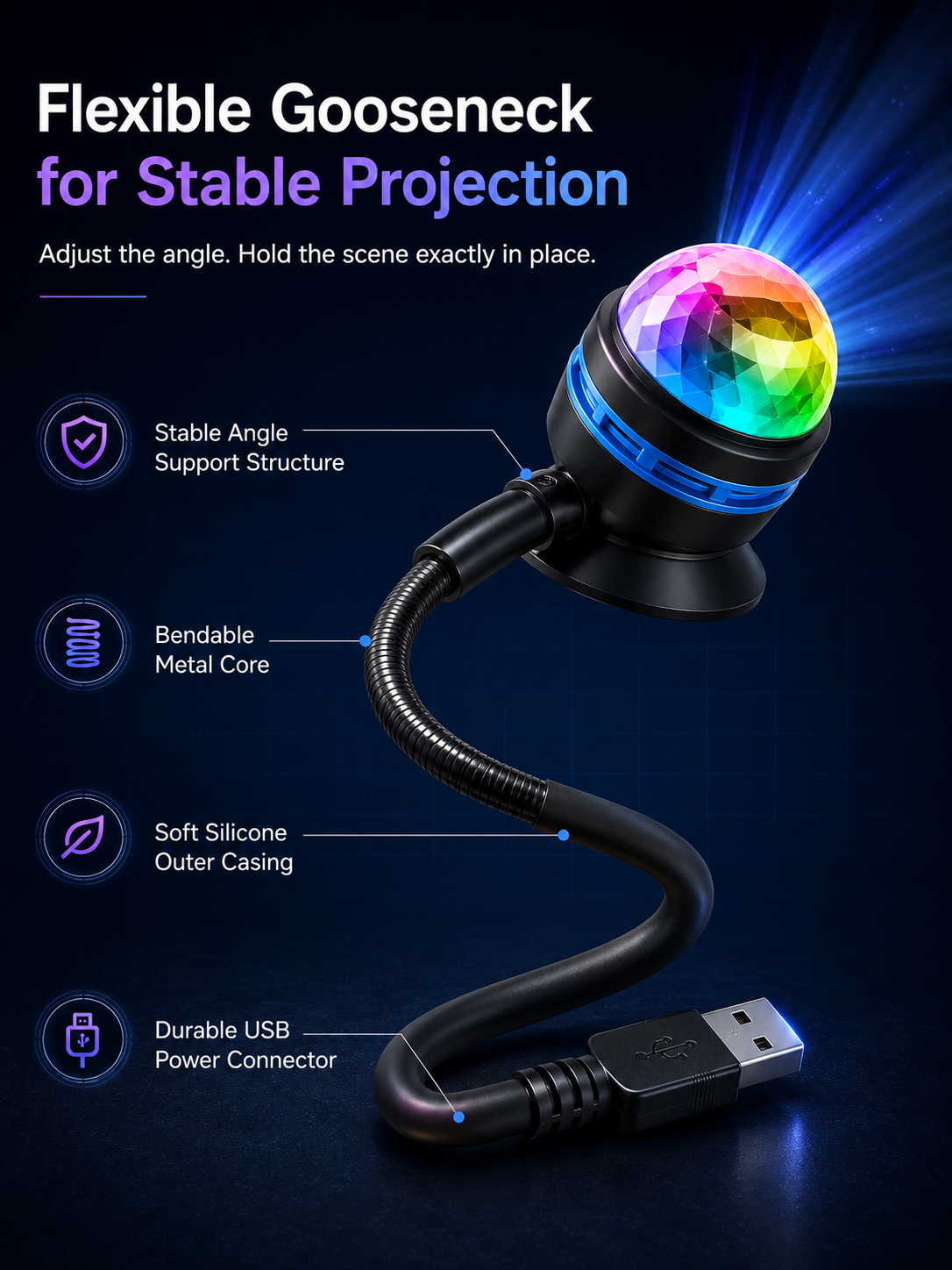 Topacme™2-in-1 lmmersive Projection &Purple AmbientProtection Mode | Large-sphere projection & 4K immersive visuals. Instantly soothe your night!