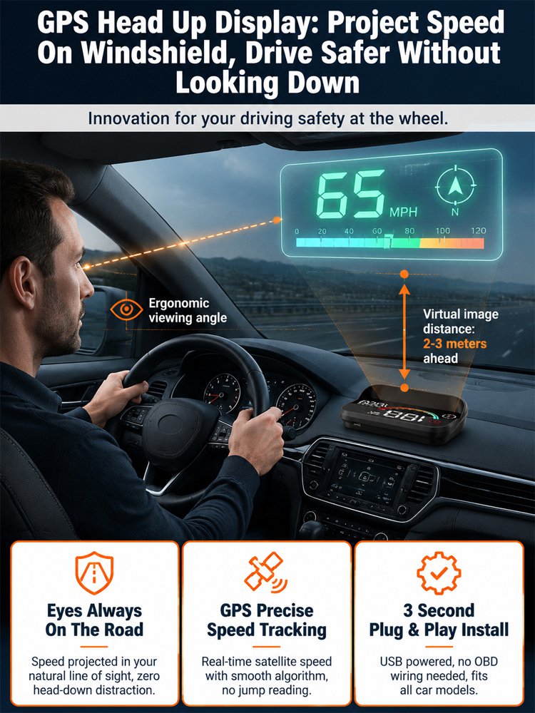 Smart AI HUD Display 🚗 | Fighter Jet Tech |Safe Night Vision👁️ | BUILT-IN HIGH PRECISION GPS COMPASS🧭