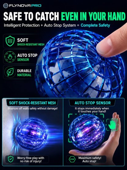 🚀 THROW IT. CONTROL IT. WATCH IT FLY BACK LIKE MAGIC! 🚀 Flynova Pro Magic Flying Ball — One Charge Keeps the Fun Going for Up to a Month While Every Throw Trains Your Hands, Eyes and Whole Body! 🌈⚡