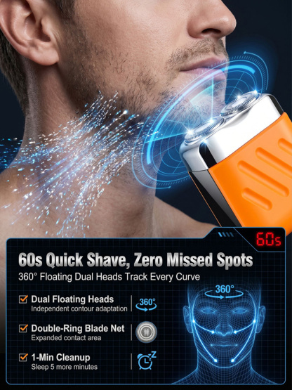 【German precision engineering, a best-selling shaver in Europe and America!】The new generation dual-head pocket shaver，Instant shaving, haircutting, and hair removal in just 1 second! Suitable for the whole family!