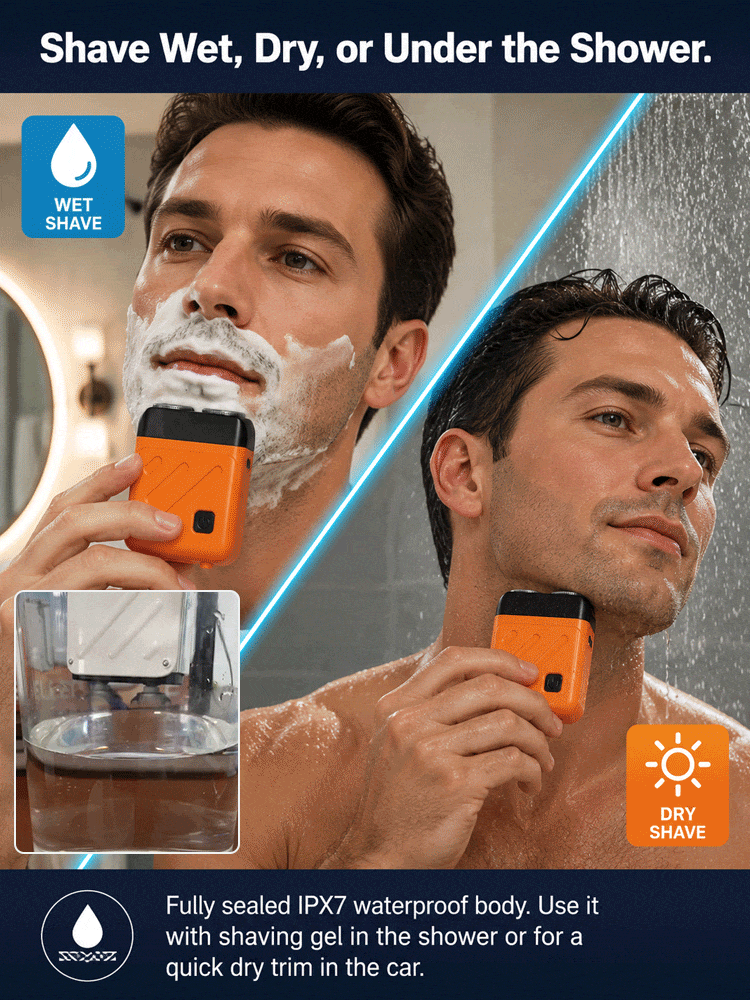 【German precision engineering, a best-selling shaver in Europe and America!】The new generation dual-head pocket shaver，Instant shaving, haircutting, and hair removal in just 1 second! Suitable for the whole family!