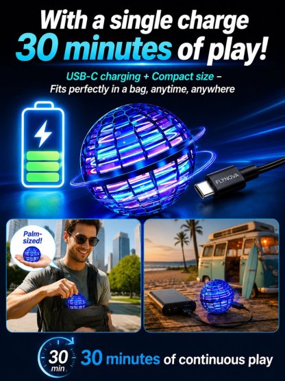 🚀 THROW IT. CONTROL IT. WATCH IT FLY BACK LIKE MAGIC! 🚀 Flynova Pro Magic Flying Ball — One Charge Keeps the Fun Going for Up to a Month While Every Throw Trains Your Hands, Eyes and Whole Body! 🌈⚡