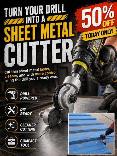Cut Sheet Metal Faster, Cleaner, and Easier! Transform Your Drill with the Electric Drill Plate Cutter