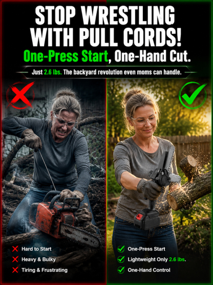 Bestselling European and American product: Wireless brushless handheld lithium-ion chainsaw【One person does the work of five, easily trimming hundreds of square meters of yard in just ten minutes!】