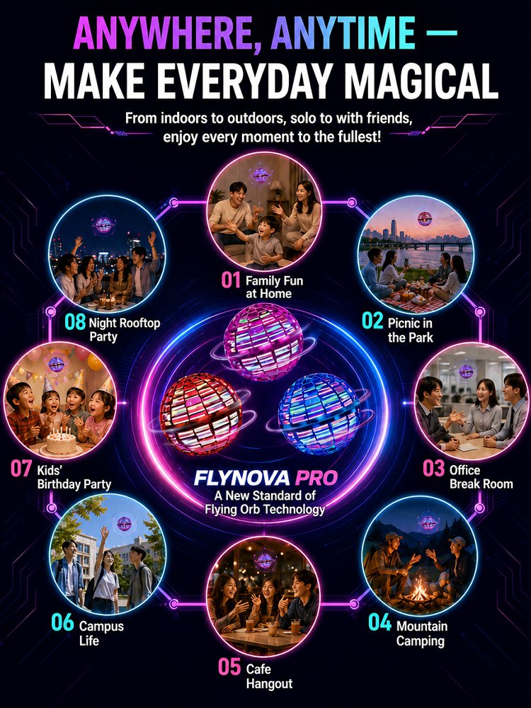 🚀 THROW IT. CONTROL IT. WATCH IT FLY BACK LIKE MAGIC! 🚀 Flynova Pro Magic Flying Ball — One Charge Keeps the Fun Going for Up to a Month While Every Throw Trains Your Hands, Eyes and Whole Body! 🌈⚡