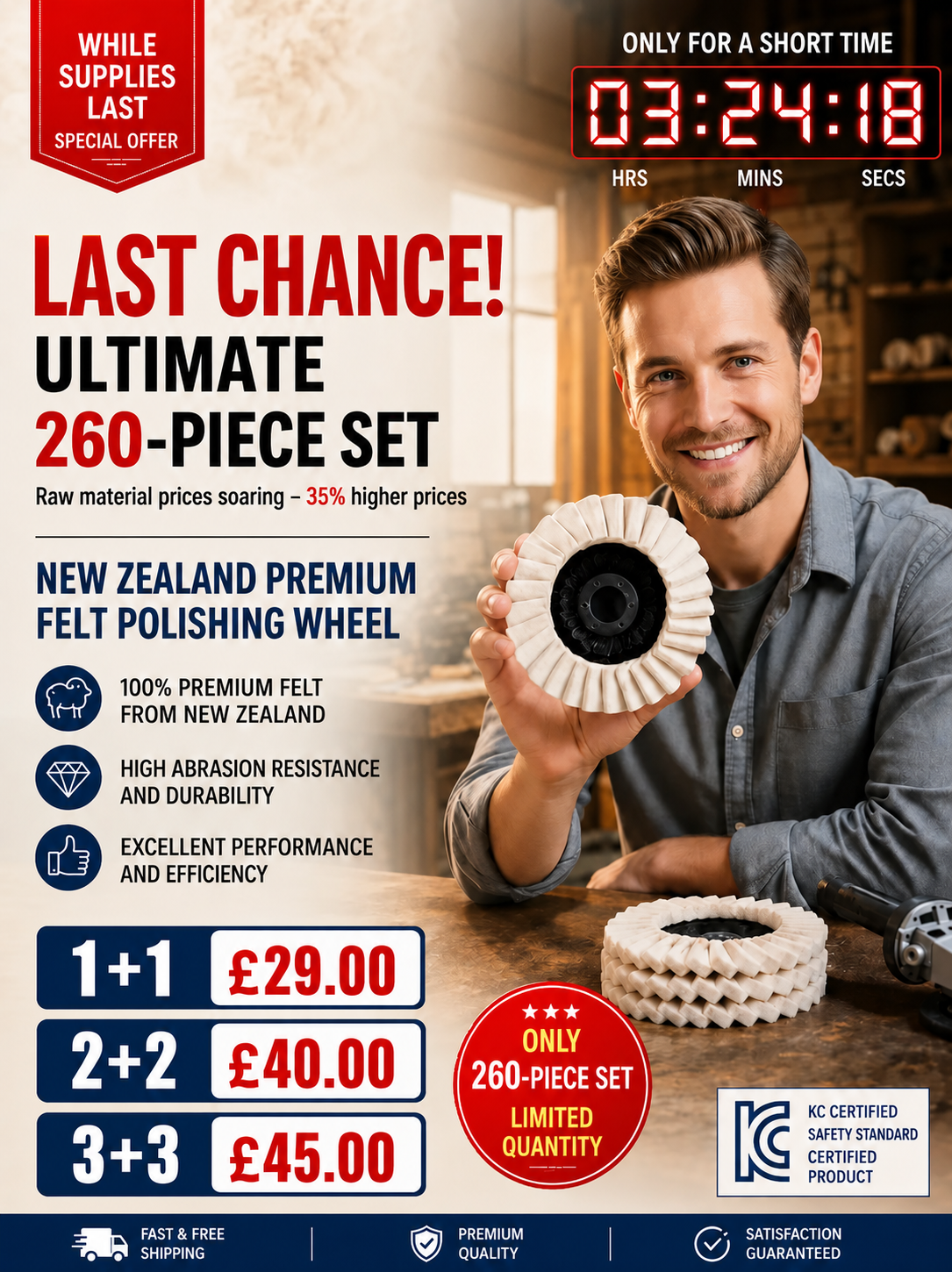 Buy 1 Get 1 Free⚙️ High-Efficiency Polishing Pad – 100% Pure Wool 🐑 Rapid Scratch Repair