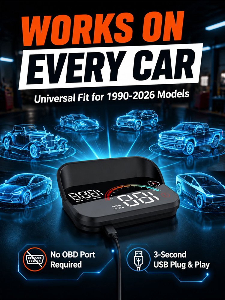 Smart AI HUD Display 🚗 | Fighter Jet Tech |Safe Night Vision👁️ | BUILT-IN HIGH PRECISION GPS COMPASS🧭