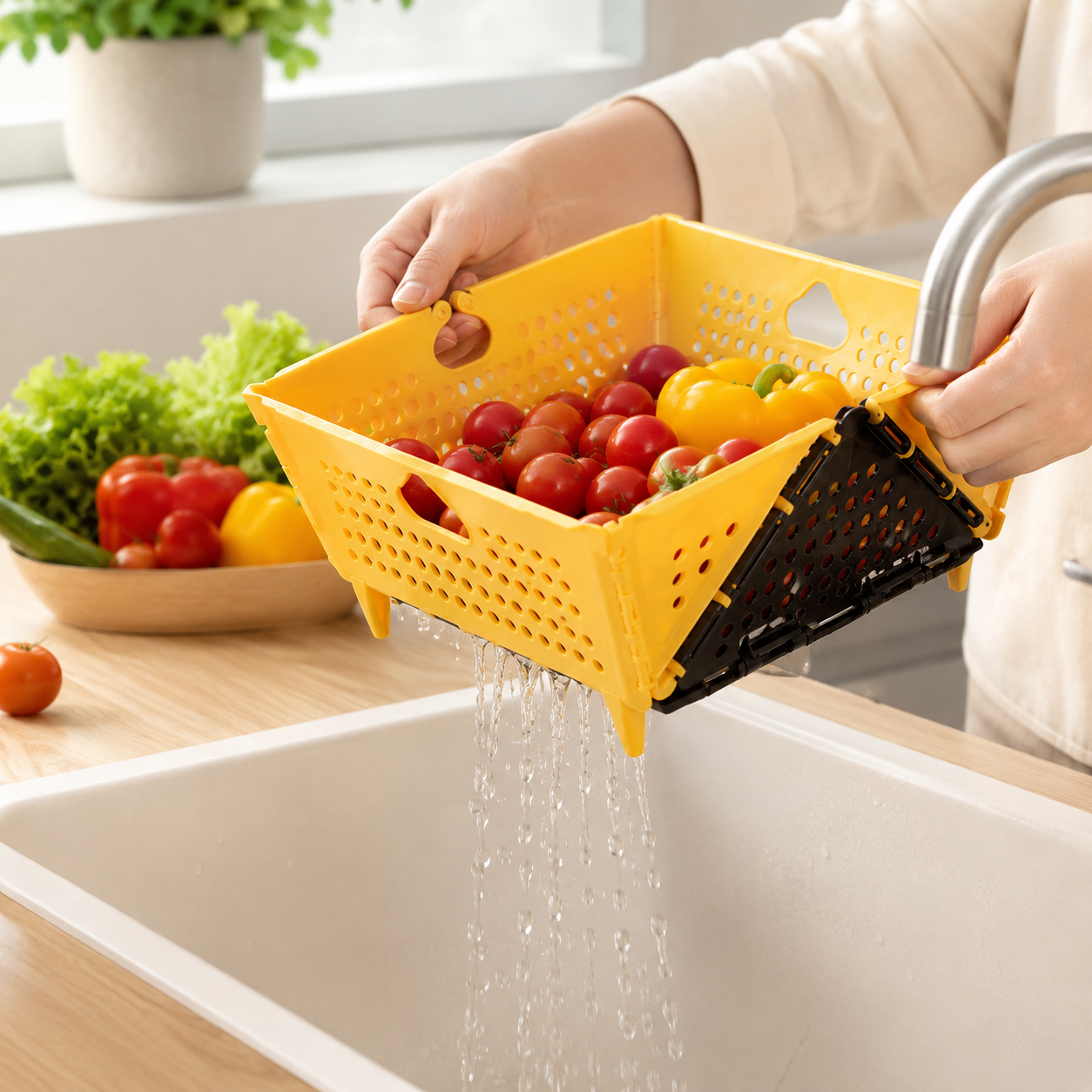 Faltbarer Abtropfkorb für Gemüsewaschbecken, neuer Aufbewahrungskorb, seitlicher Abtropfkorb für Küchenspülen, Gemüsewaschkorb, Obstwaschkorb