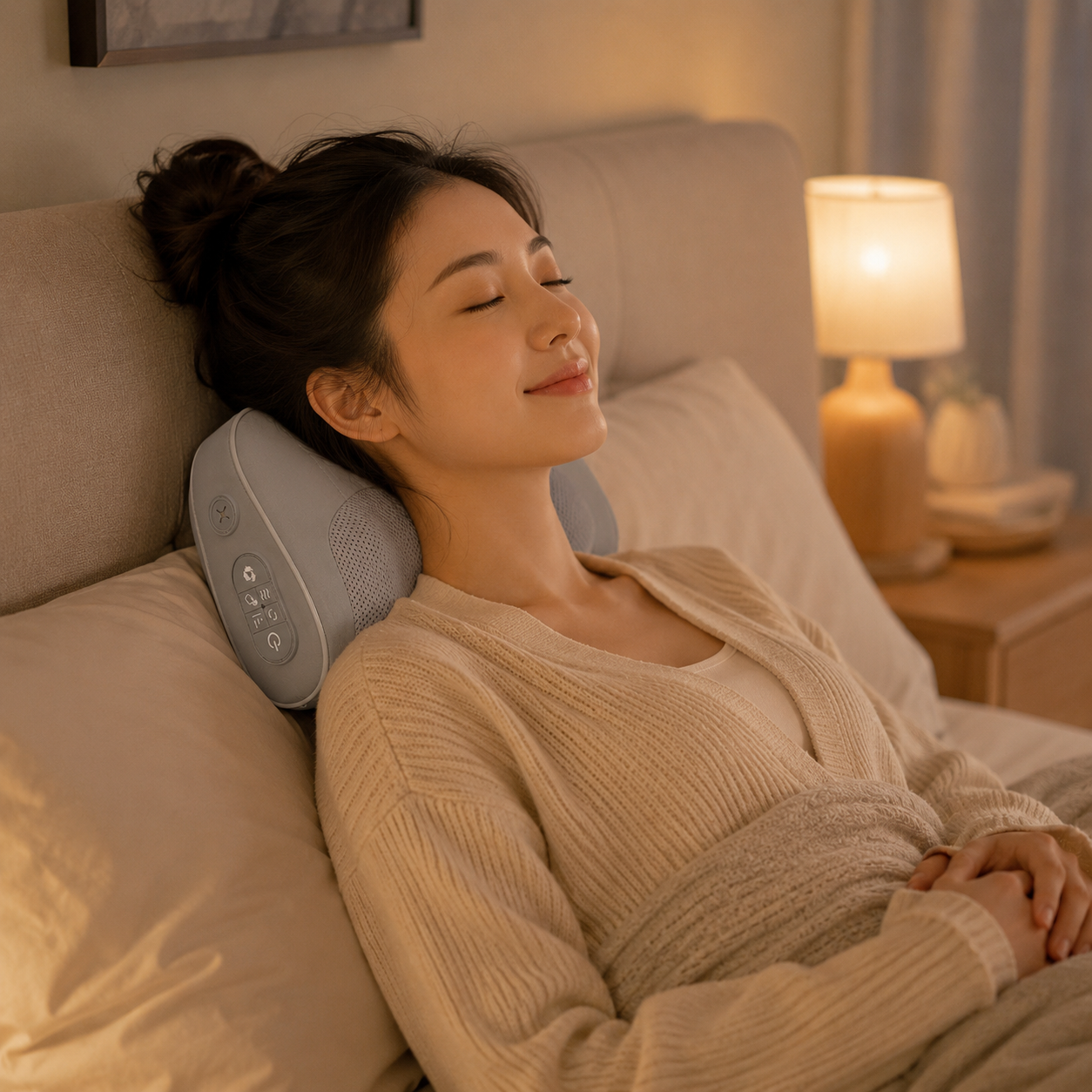 Multifunktionales Nackenmassagegerät, elektrisches Schulter- und Nackenmassagekissen, tragbares Heimmassagegerät mit Knet-, Wärme- und Rückenmassagefunktion