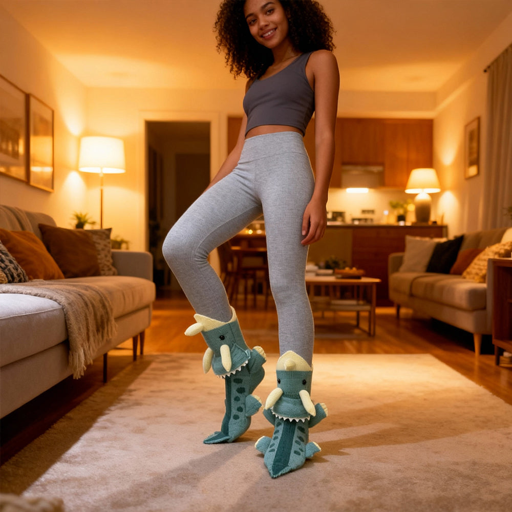 Triceratops Knit Socks
