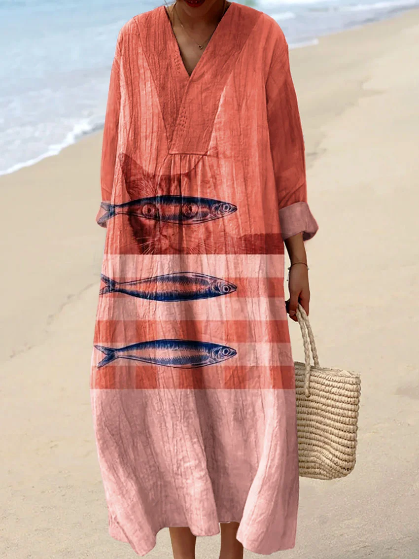 New Arrivals Women's Summer Abstract Pattern Art Print Cotton Dress