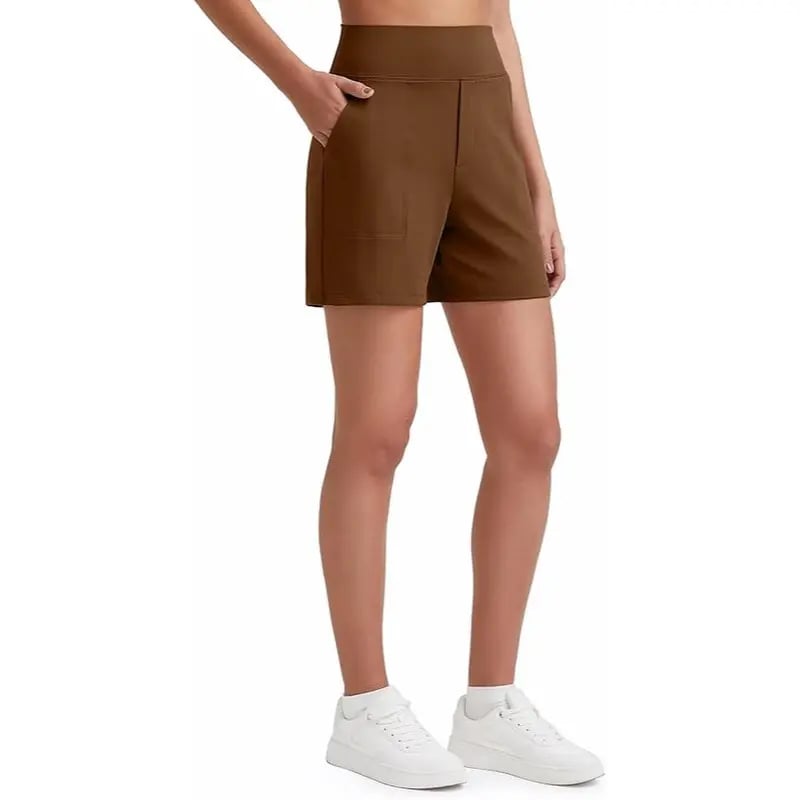 Women's High-Waisted Athletic Bermuda Shorts with Pockets – Running, Yoga, Summer Casual Activewear
