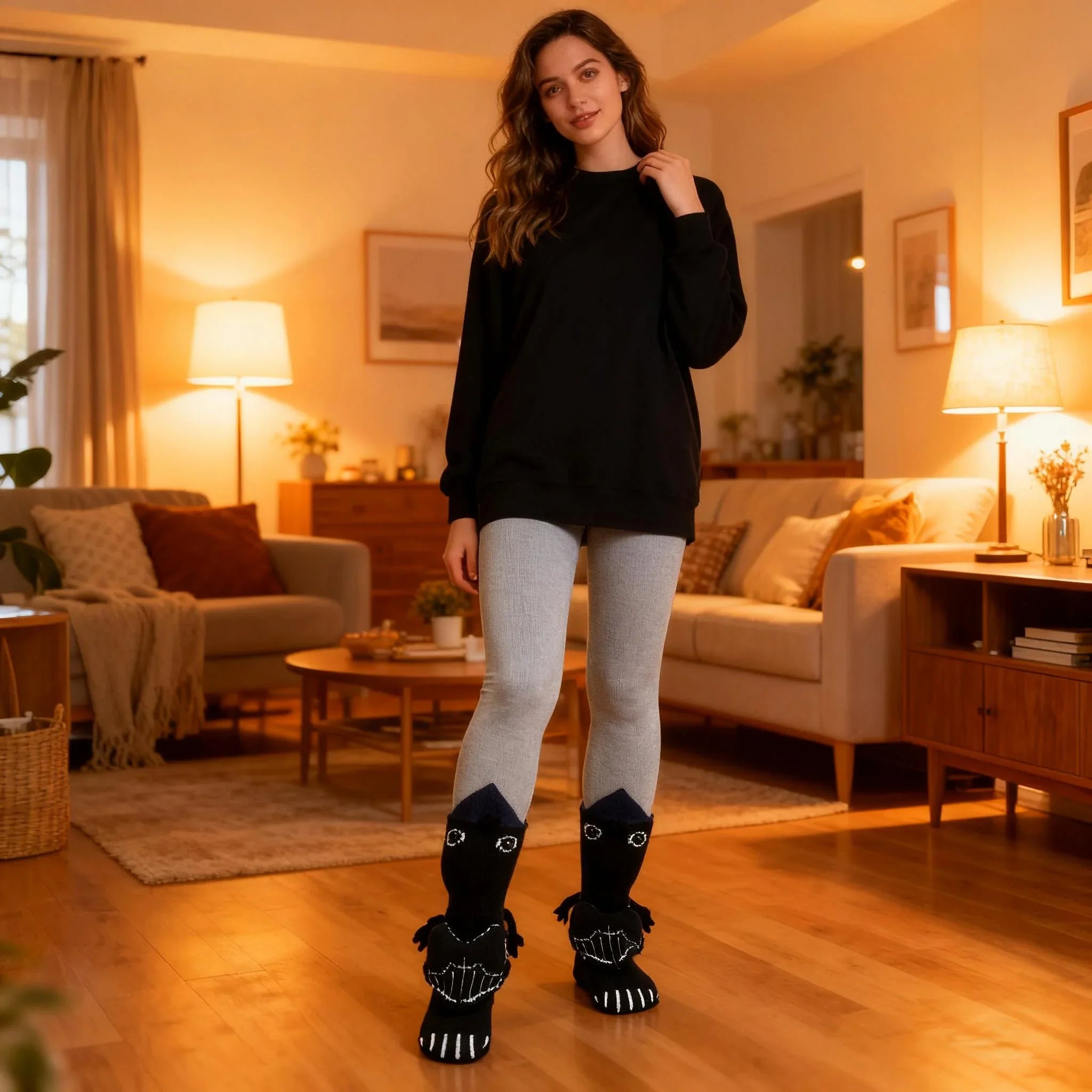 3D Raven Knit Socks – Black Cotton Blend Bird Animal Socks