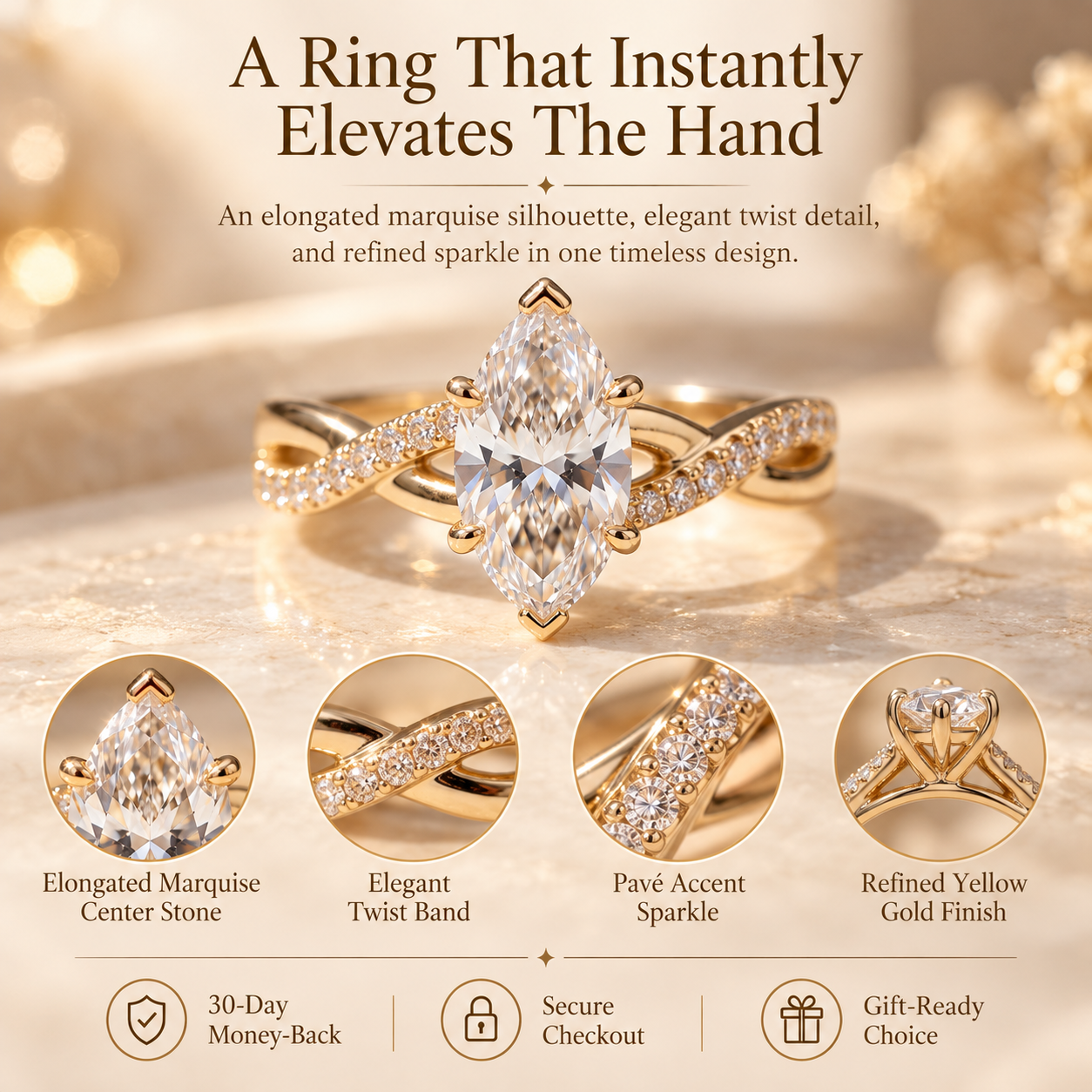 The Eternal nuvellla Twist Diamond Ring – Elegant Lab-Grown Diamond Ring With Timeless Sparkle Last Day Sale-90% OFF🔥