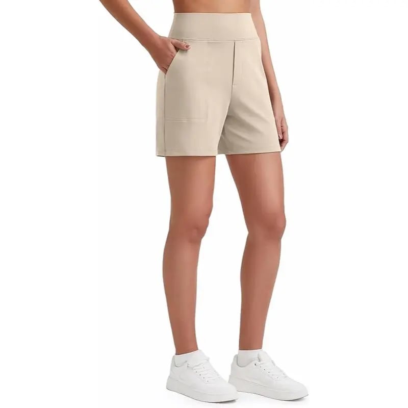 Women's High-Waisted Athletic Bermuda Shorts with Pockets – Running, Yoga, Summer Casual Activewear