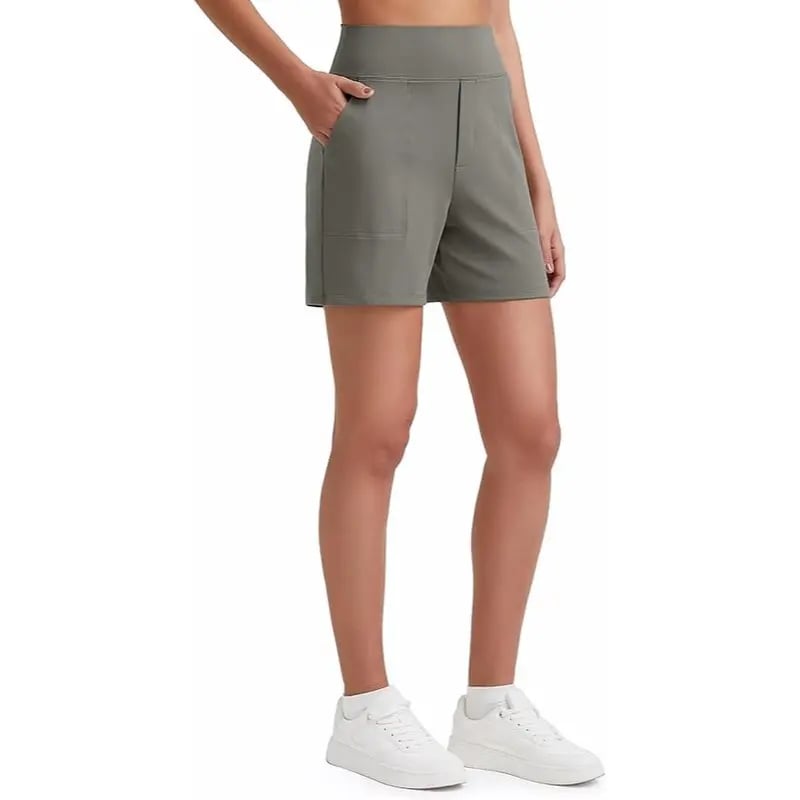 Women's High-Waisted Athletic Bermuda Shorts with Pockets – Running, Yoga, Summer Casual Activewear