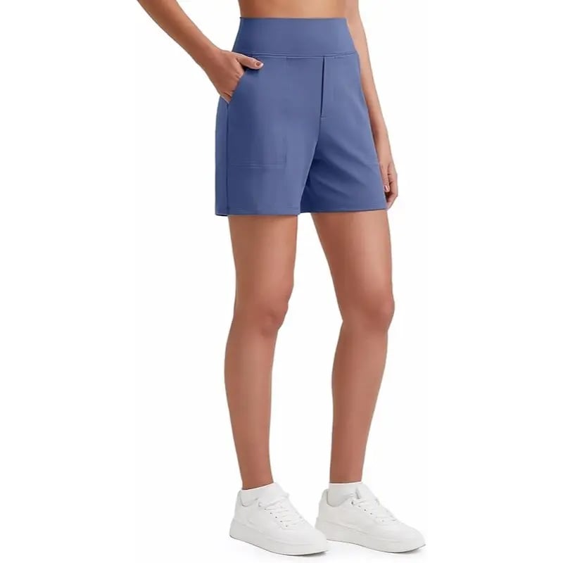 Women's High-Waisted Athletic Bermuda Shorts with Pockets – Running, Yoga, Summer Casual Activewear