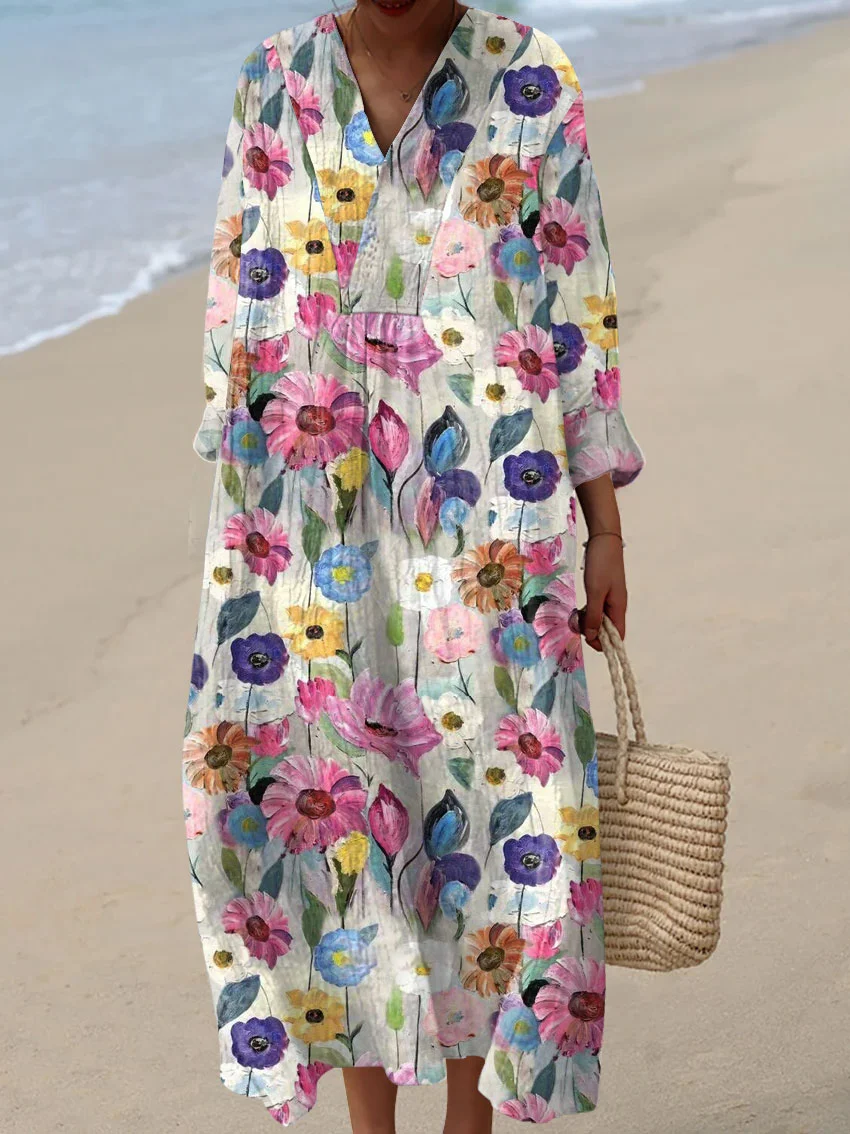 New Arrivals Women's Summer Abstract Pattern Art Print Cotton Dress