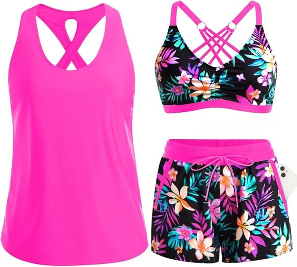 ⏰LAST DAY 49% OFF - 3 Piece Tankini with Shorts 🔥