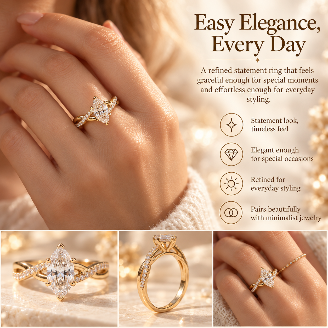 The Eternal nuvellla Twist Diamond Ring – Elegant Lab-Grown Diamond Ring With Timeless Sparkle Last Day Sale-90% OFF🔥