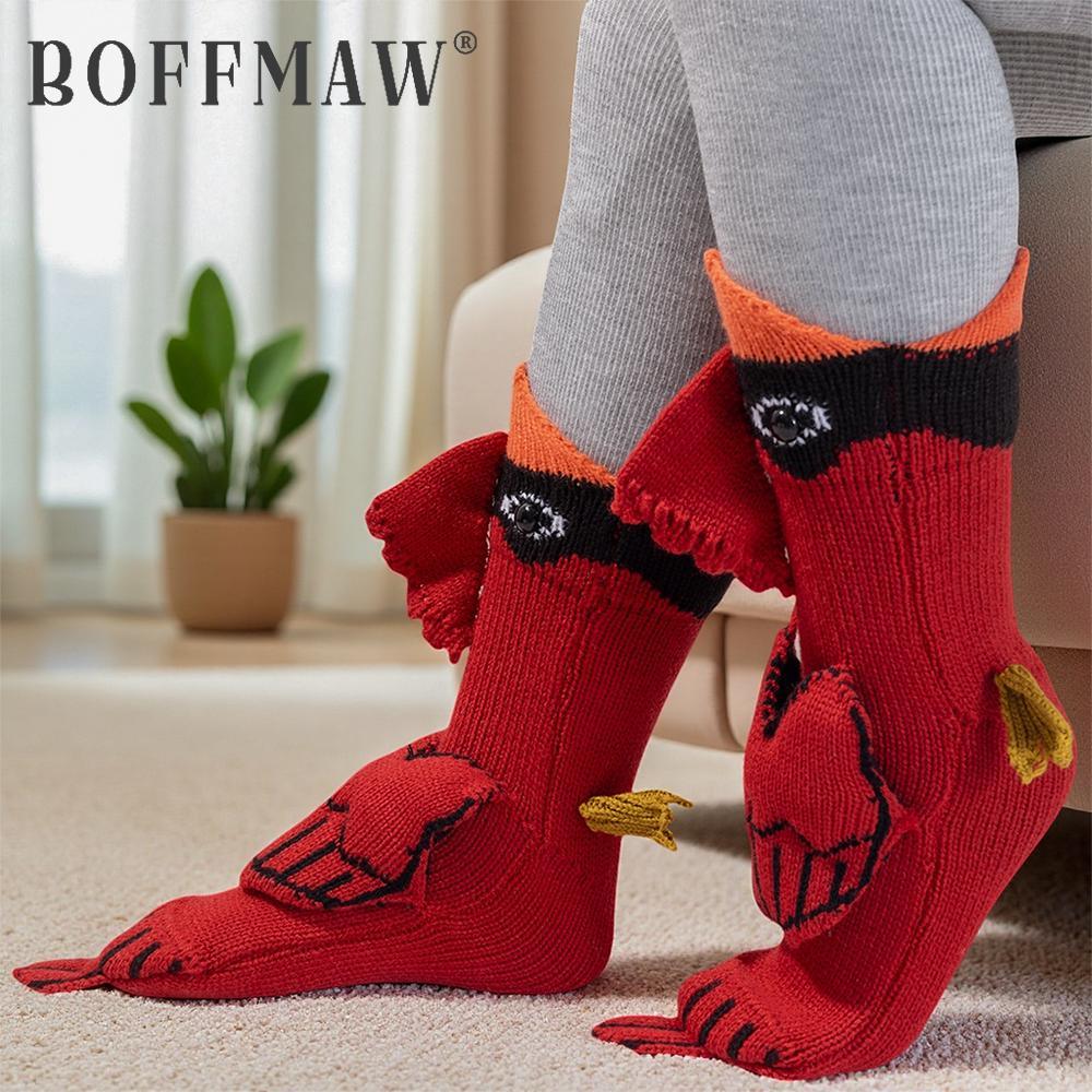 3D Cardinal Bird Knit Socks – Red Cotton Blend Animal Socks