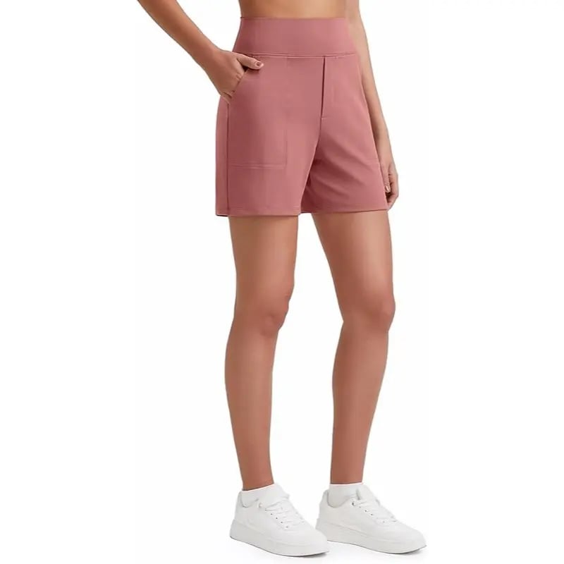 Women's High-Waisted Athletic Bermuda Shorts with Pockets – Running, Yoga, Summer Casual Activewear