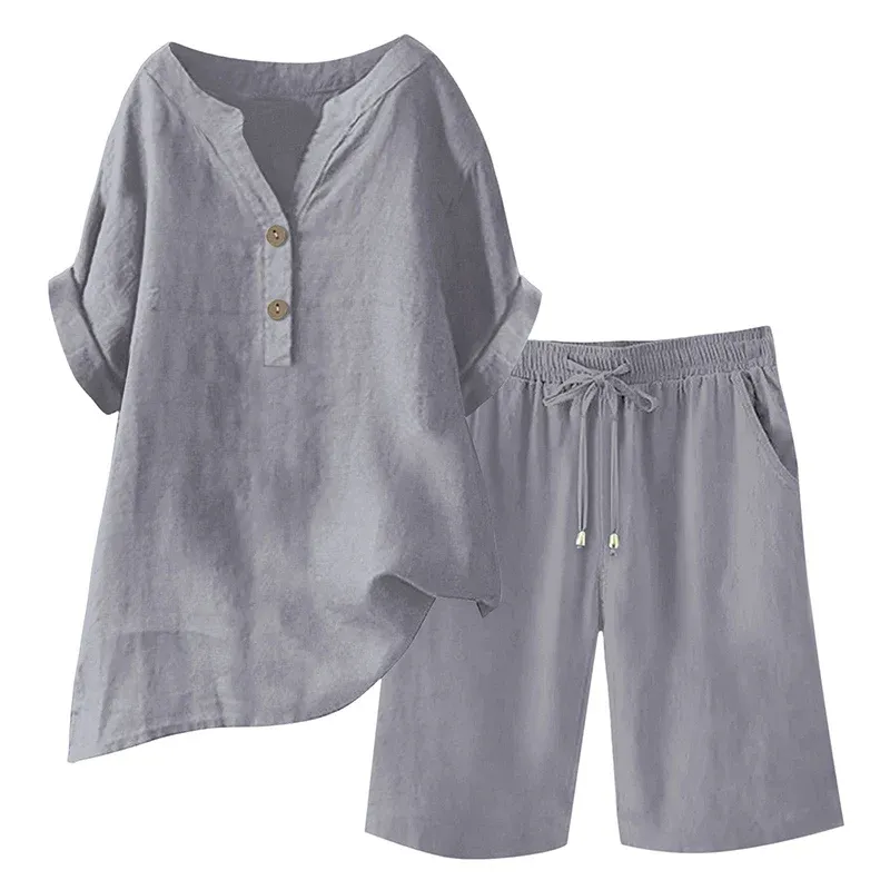 🔥Limited-time offer-Women's Cotton Linen 2-Piece Outfit Set