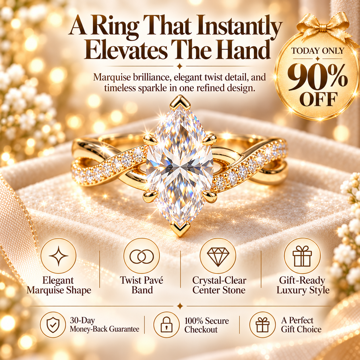 The Eternal nuvellla Twist Diamond Ring – Elegant Lab-Grown Diamond Ring With Timeless Sparkle Last Day Sale-90% OFF🔥