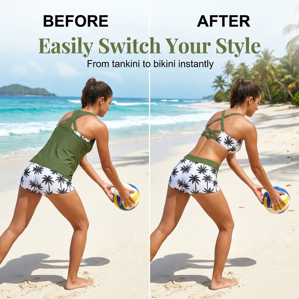 ⏰LAST DAY 49% OFF - 3 Piece Tankini with Shorts 🔥