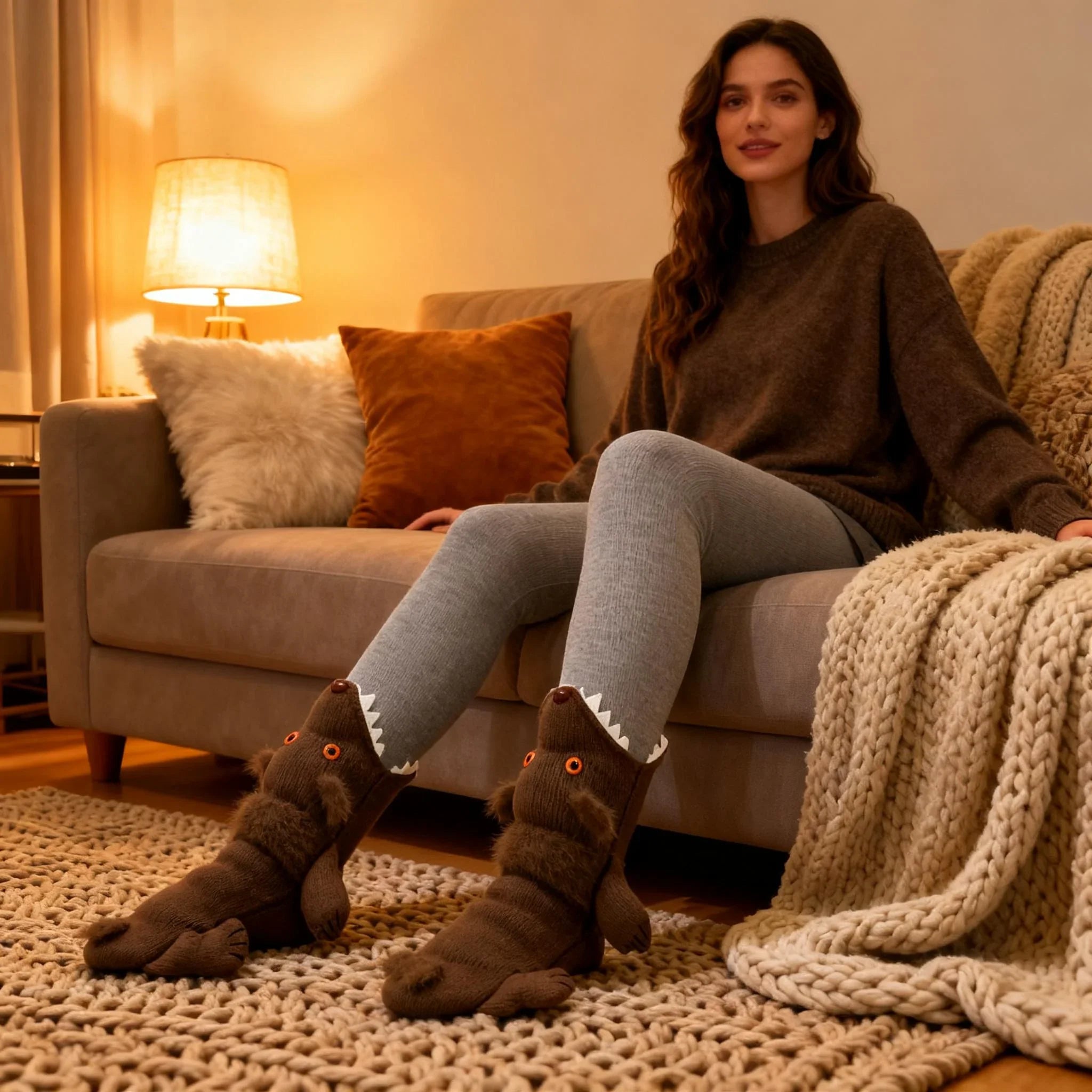 Brown Bear Knit Socks – Novelty Animal Socks